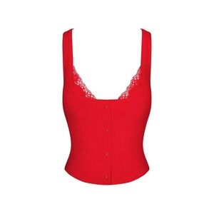 SKIMS Soft Lounge Lace Tank with Lace Bralette in Cherry 🍒
